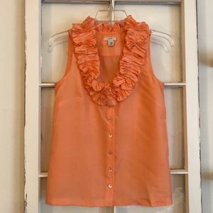 J. Crew Silk Blouse - Ruffled Collar. Size 0